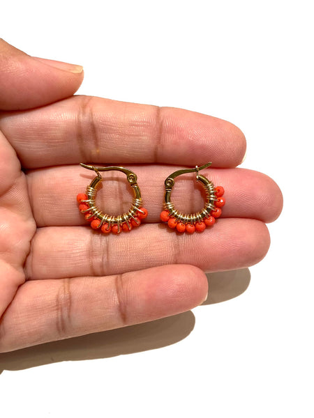 HC DESIGNS - Mini Golden Beaded 1/2 inch Hoop (more colors available)