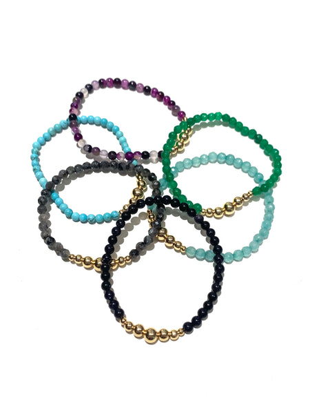 E-HC- Golden Spheres Stone Bracelet (different colors available)