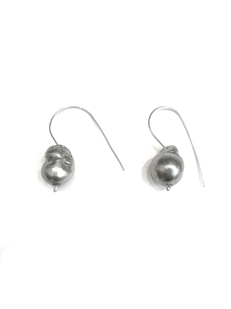 MONIQUE MICHELE- Barroque Grey Pearl Hook Earrings